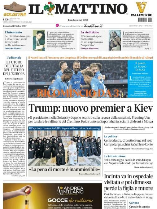 Napoli-Frosinone 3-0, Il Mattino: "Ricomincio da tre! Decisivo il cambio modulo"