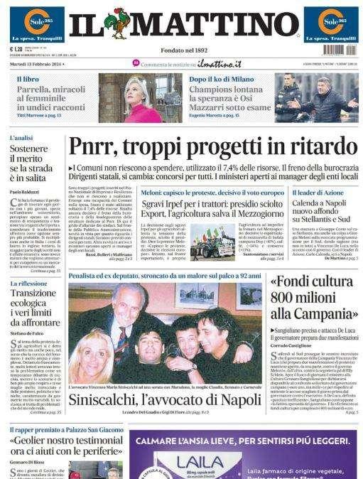 PRIMA PAGINA - Il Mattino: "Champions lontana: la speranza è Osi. Mazzarri sotto esame"