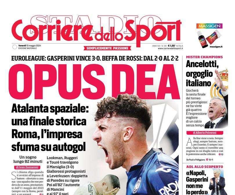 Corriere dello Sport apre con le parole di ADL: “Gasperini non me lo perdo”
