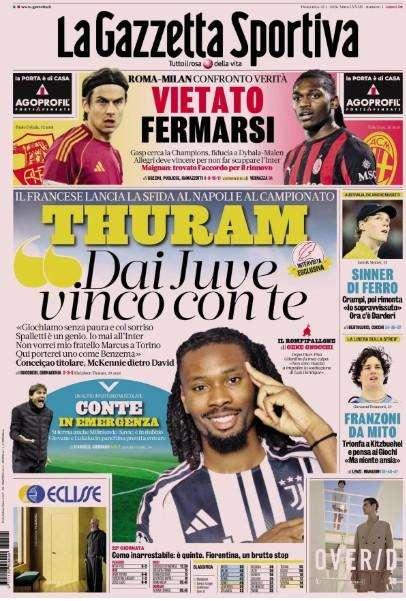 La Gazzetta dello Sport: "Conte in emergenza! Milinkovic è in dubbio"