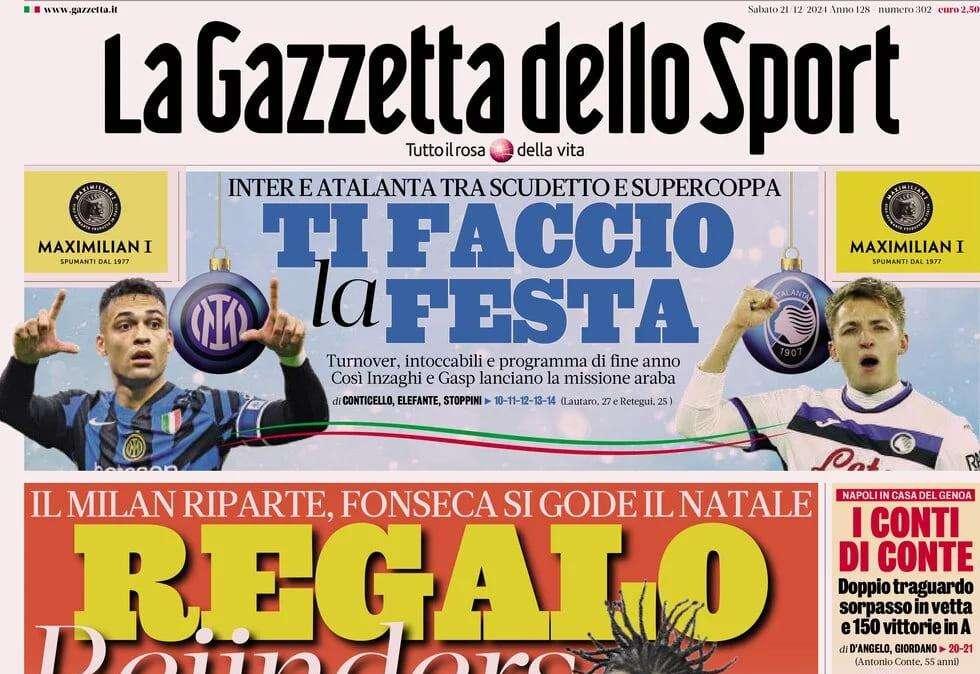 La Gazzetta dello Sport: "I conti di Conte: doppio traguardo"