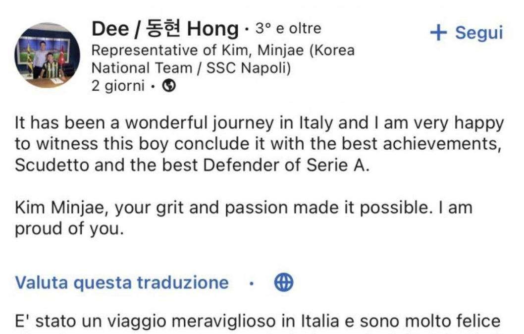 FOTO - Il messaggio enigmatico dell’agente di Kim: “È stato un viaggio meraviglioso in Italia”