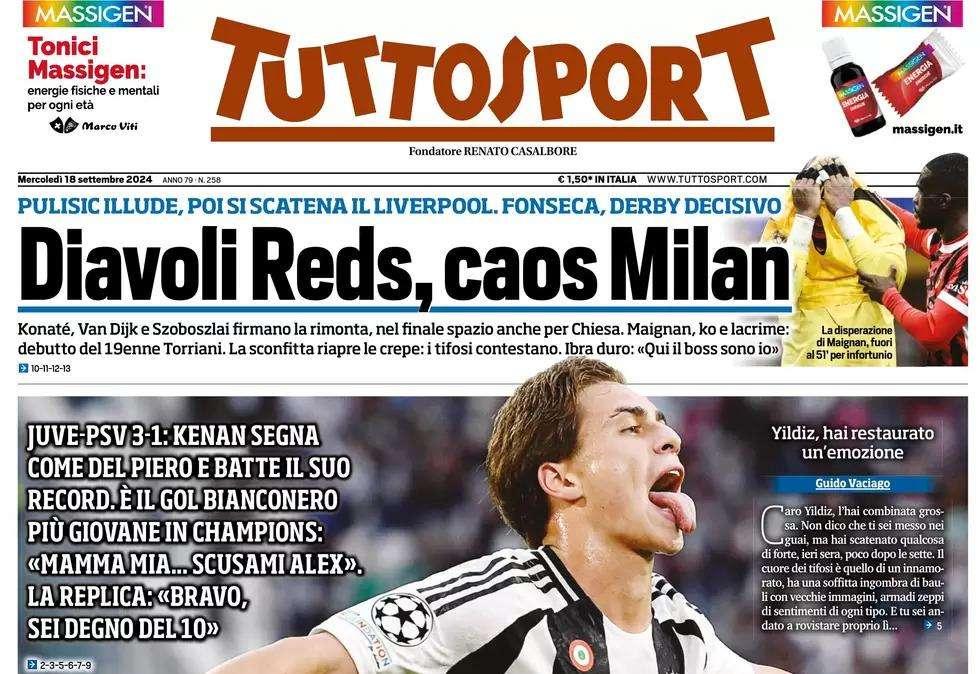 Tuttosport dopo l'eurogol col Psv: "PinturYildiz"