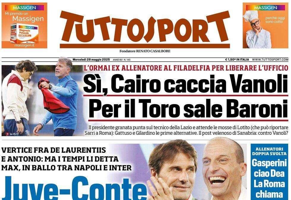 Tuttosport sul valzer panchine: "Juve-Conte, decide Allegri"