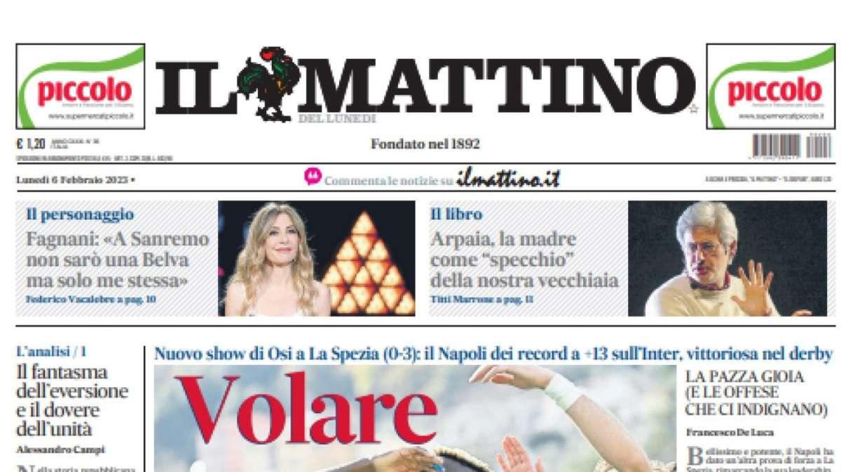 PRIMA PAGINA - Il Mattino: "Volare"