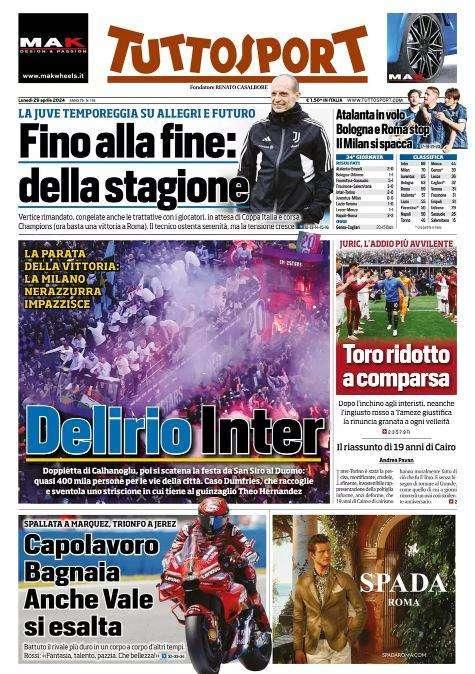 PRIMA PAGINA - Tuttosport: "Delirio Inter"