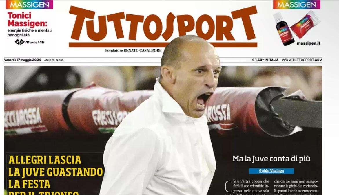 Tuttosport: “Allegri, che brutta fine. Rispunta Simeone per l’attacco Toro”