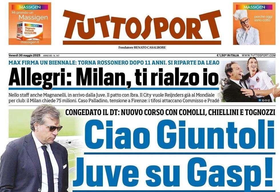 Tuttosport: "Conte resta al Napoli. Juve su Gasperini"