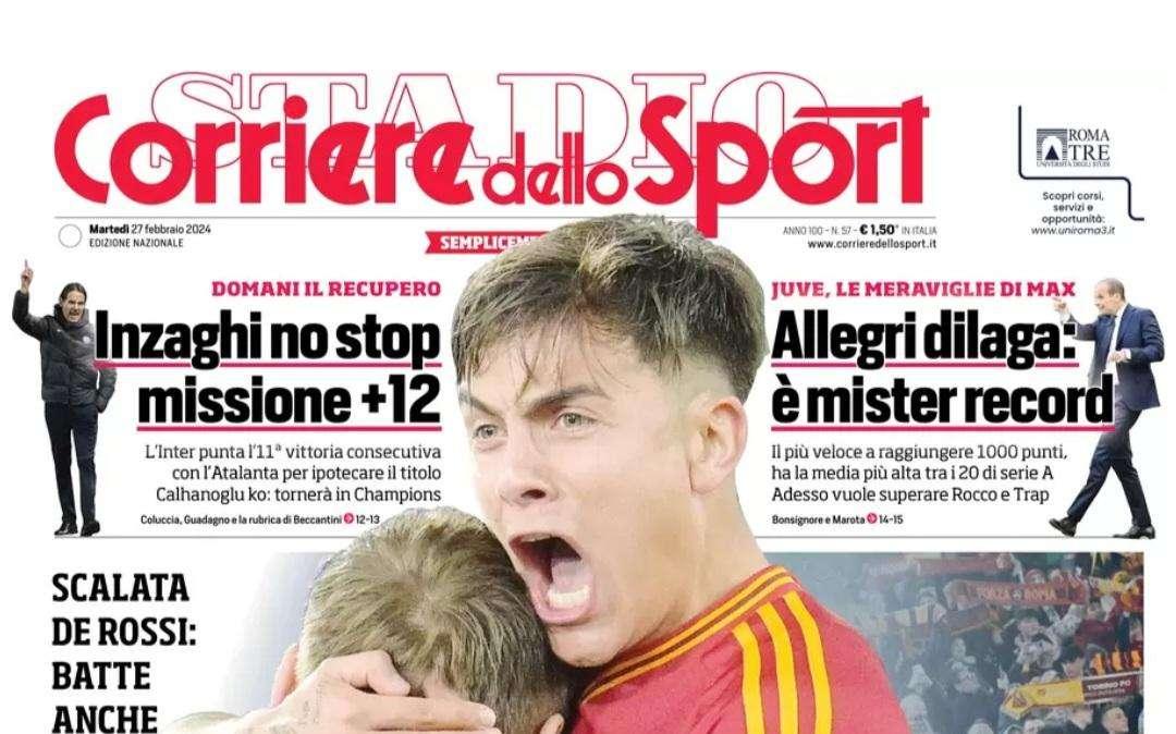 PRIMA PAGINA - Cds: "Napoli, la corsa non finisce qui"