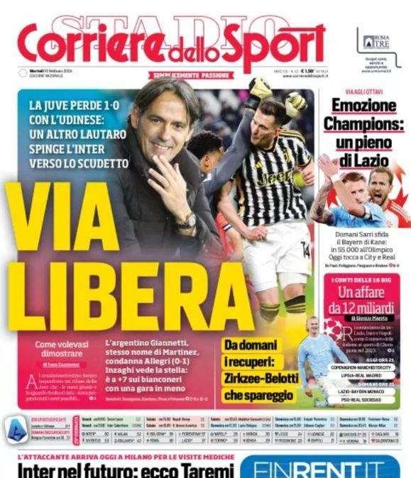 PRIMA PAGINA - Cds: "Torna Osi: Napoli, niente più alibi"