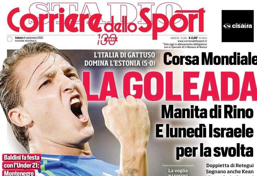 Corriere dello Sport apre con l'Italia: "La goleada"