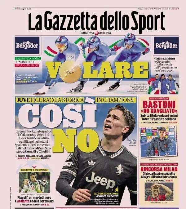 Juve asfaltata dal Galatasaray, Gazzetta: "Così no!"