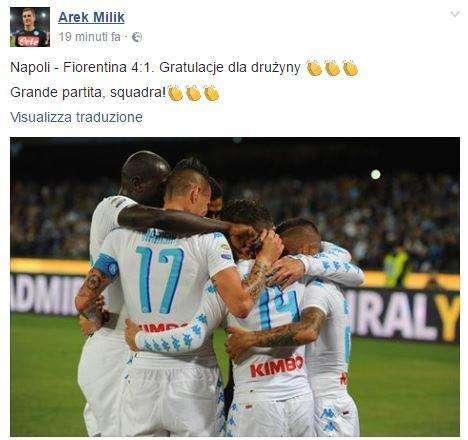 FOTO - Milik entusiasta dopo lo show con la Fiorentina: "Grande partita, squadra!"