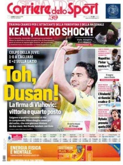 Corriere dello Sport: "Napoli ko, l'Inter resta a +1: sabato sfida scudetto"