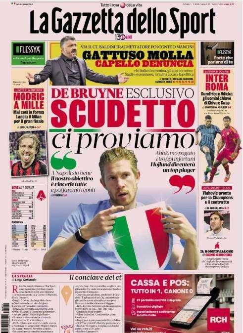 Gazzetta intervista De Bruyne: "Scudetto? ci proviamo! Obiettivo vincerle tutte"