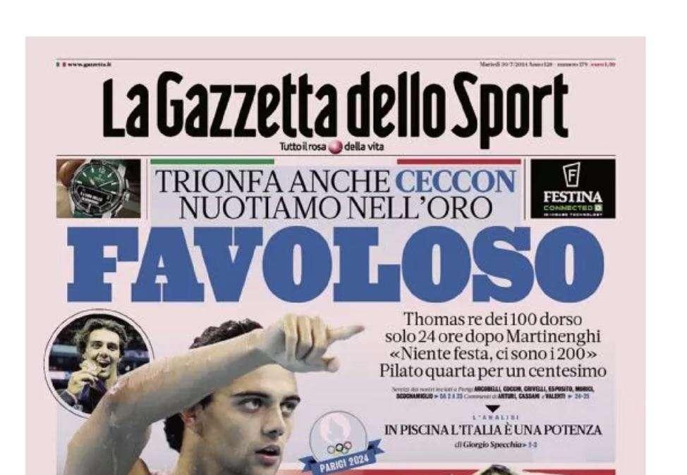 Gazzetta sugli italiani alle Olimpiadi: "Favoloso"