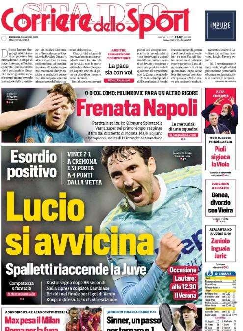 Corriere dello Sport in taglio alto: "Frenata Napoli"