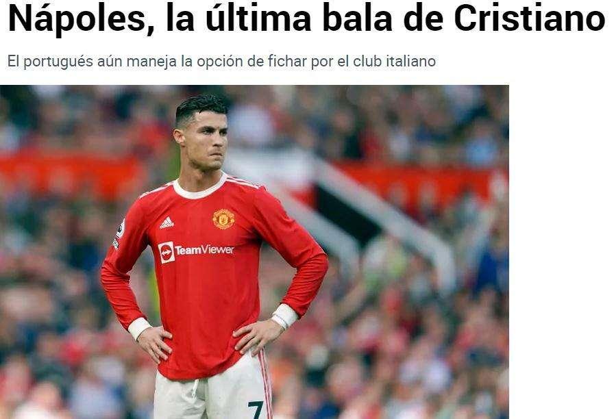 Marca in apertura: "CR7 al Napoli è ancora possibile! Ipotesi prestito secco, Mendes lavora per chiudere"