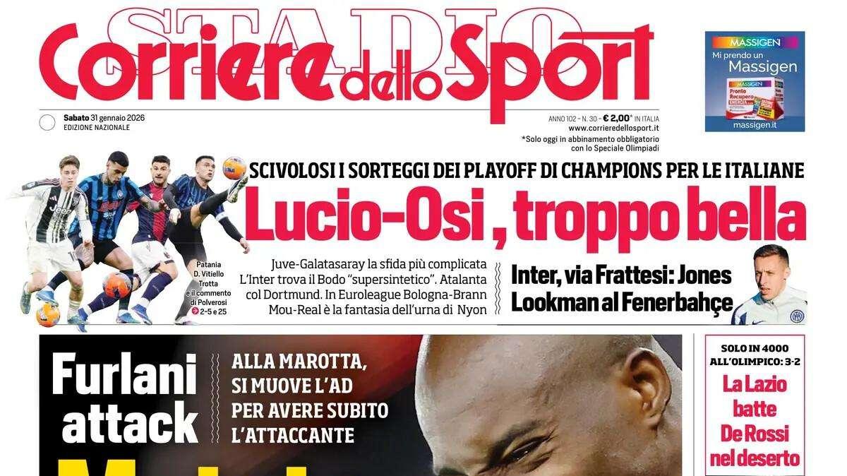 Corriere dello Sport: "Mateta, all-in Milan! Lucio-Osi, troppo bella"