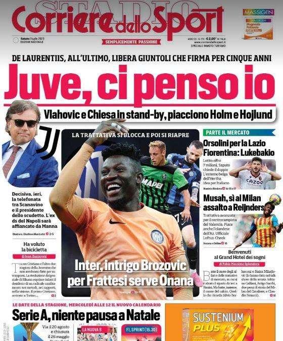 PRIMA PAGINA - CdS su Giuntoli: "Juve, ci penso io! De Laurentiis lo libera all'ultimo"