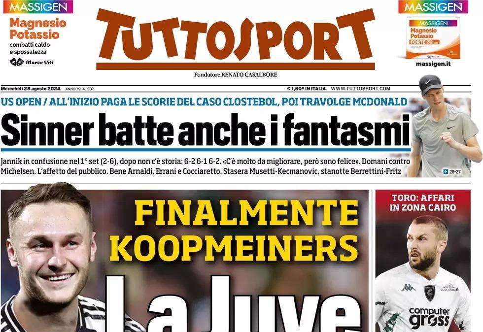 Tuttosport sulla Juve: "Finalmente Koopmeiners"