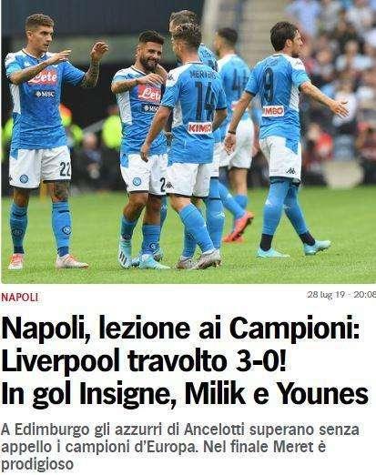 FOTO - CdS apre l'homepage col Napoli: "Lezione ai Campioni, Liverpool travolto 3-0!"