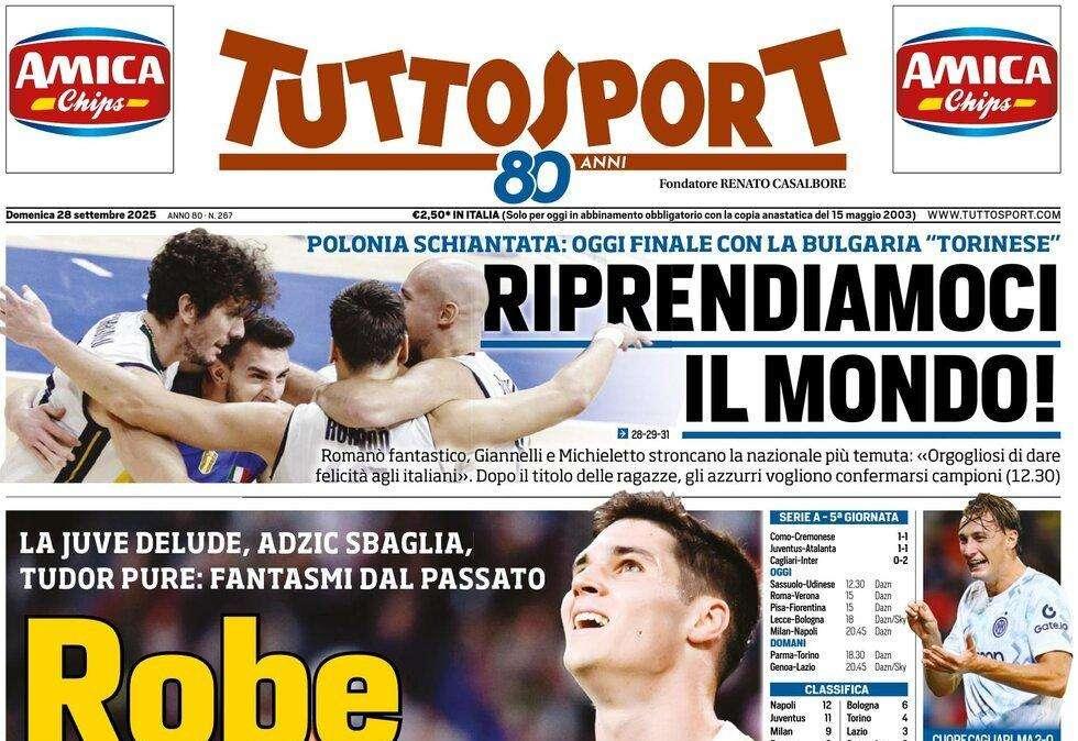 La Juve delude, Tudor pure. Tuttosport titola: "Robe da Motta"