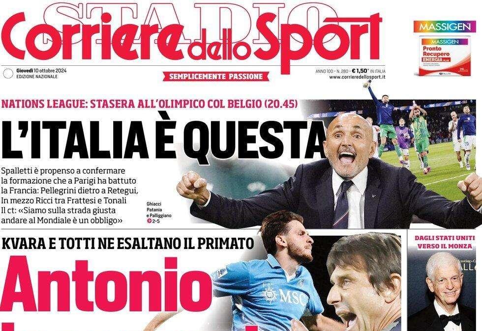 Cds: "Antonio incoronato. Kvara e Totti ne esaltano il primato"