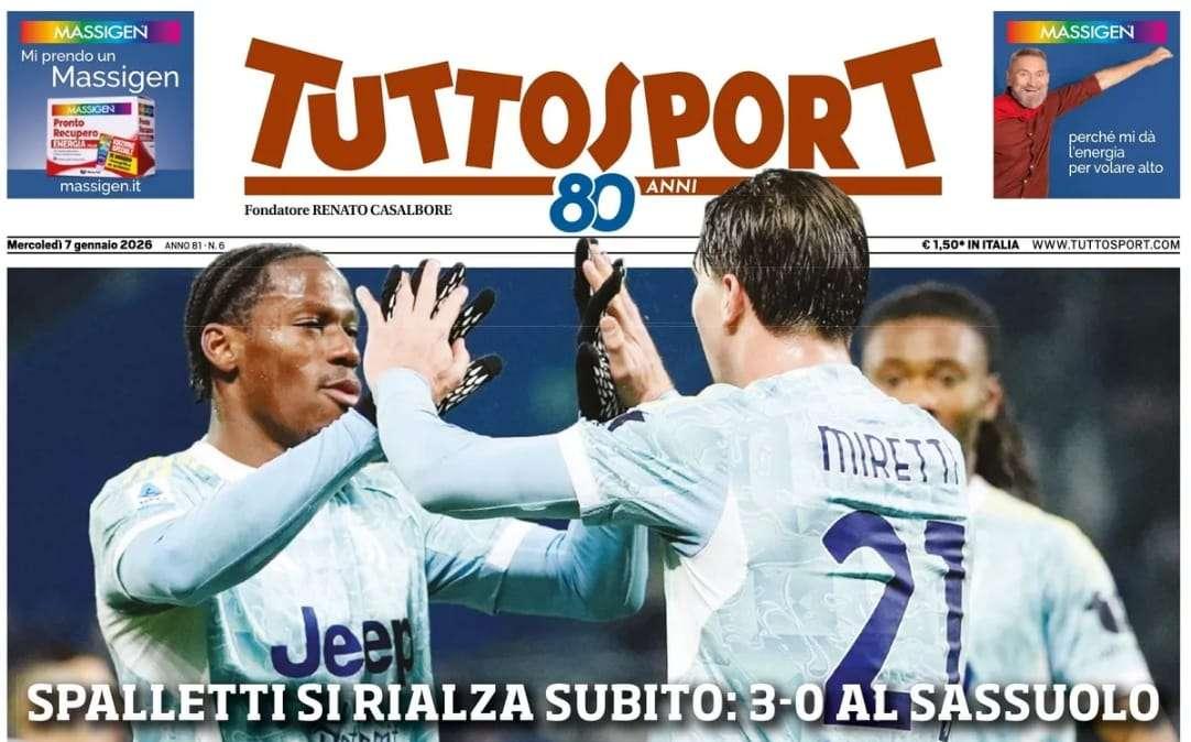 Tuttosport: "Scatto Juve, riscatto David: Spalletti si rialza subito"