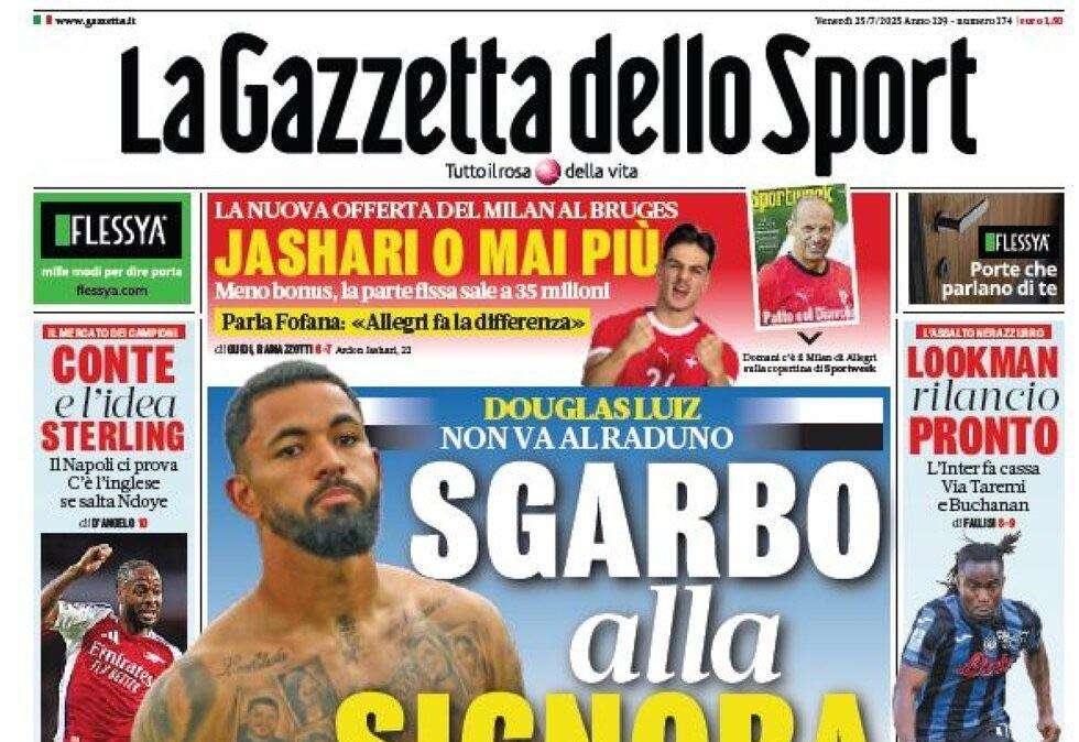 La Gazzetta dello Sport: "Conte e l'idea Sterling. Il Napoli ci prova se salta Ndoye"