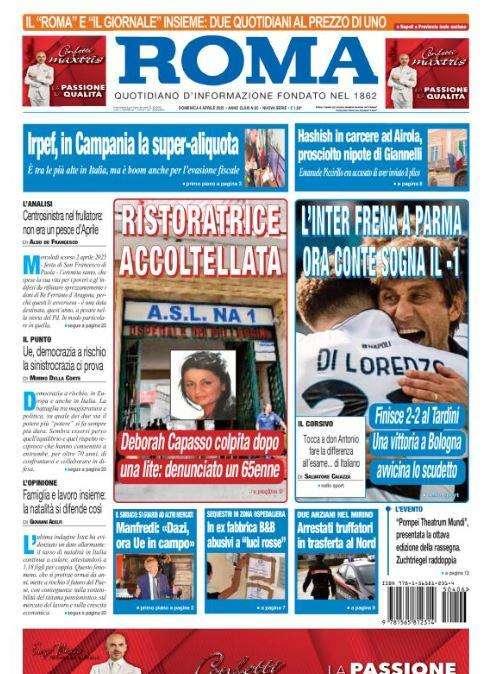 Il Roma in apertura: "L'Inter frena a Parma, ora Conte sogna il -1"