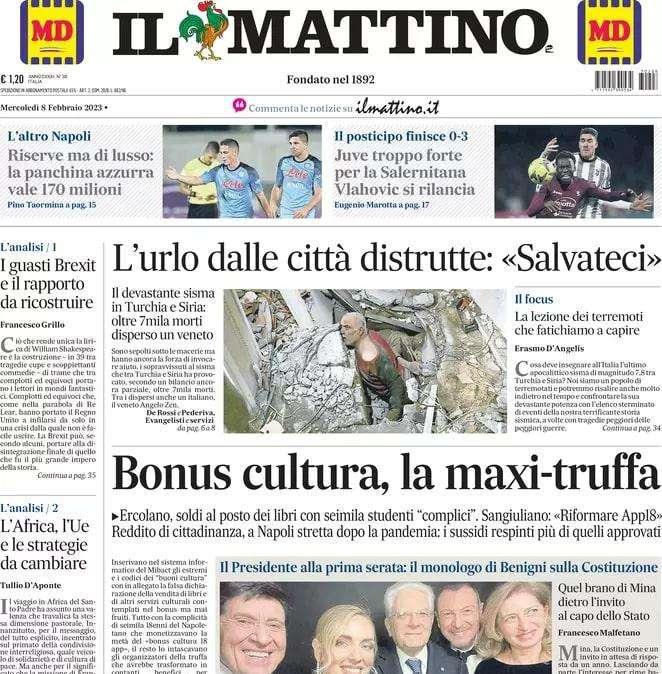 PRIMA PAGINA - Il Mattino: "Napoli, riserve da 170 milioni"
