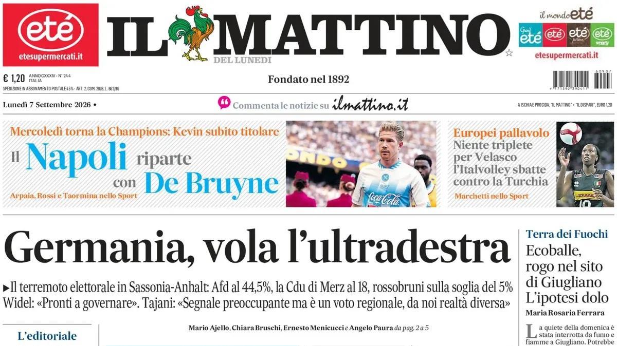 Verso l'Arsenal, Il Mattino: “Il Napoli riparte con De Bruyne”
