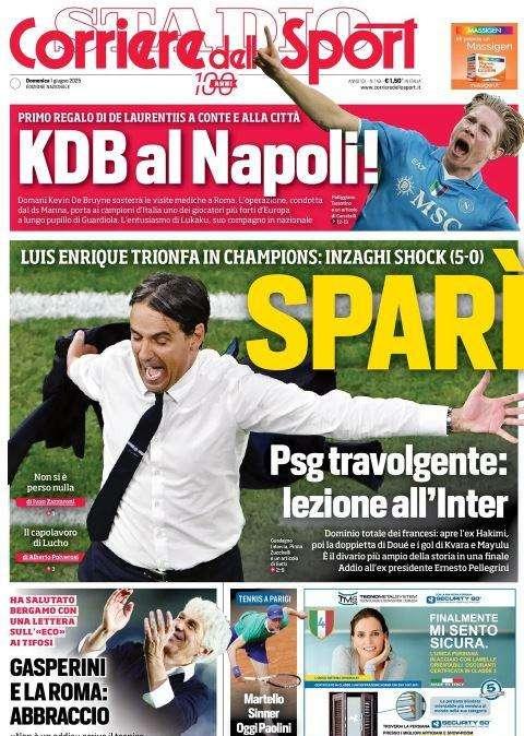 Corriere dello Sport: "KDB al Napoli! Primo regalo di ADL a Conte e città"