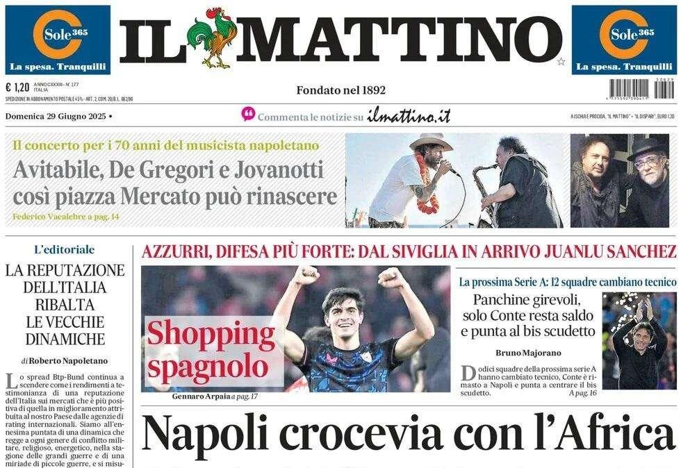 Il Mattino: "Azzurri, difesa più forte: dal Siviglia in arrivo Juanlu Sanchez"