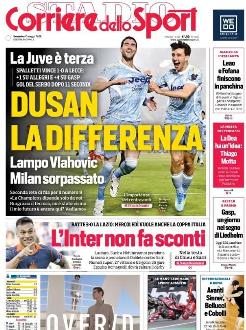 Corriere dello Sport apre con la vittoria della Juventus: "Dusan fa la differenza"