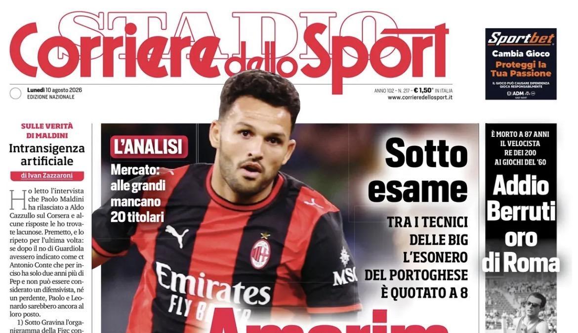Milan, Corriere dello Sport: "Amorim, ecco i gufi”