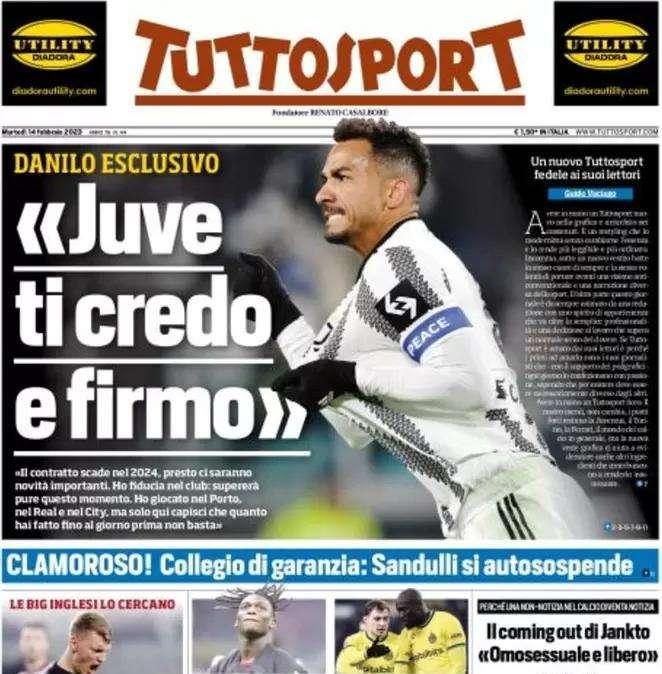 PRIMA PAGINA - Tuttosport: "Samp con orgoglio. Inter a nervi tesi"