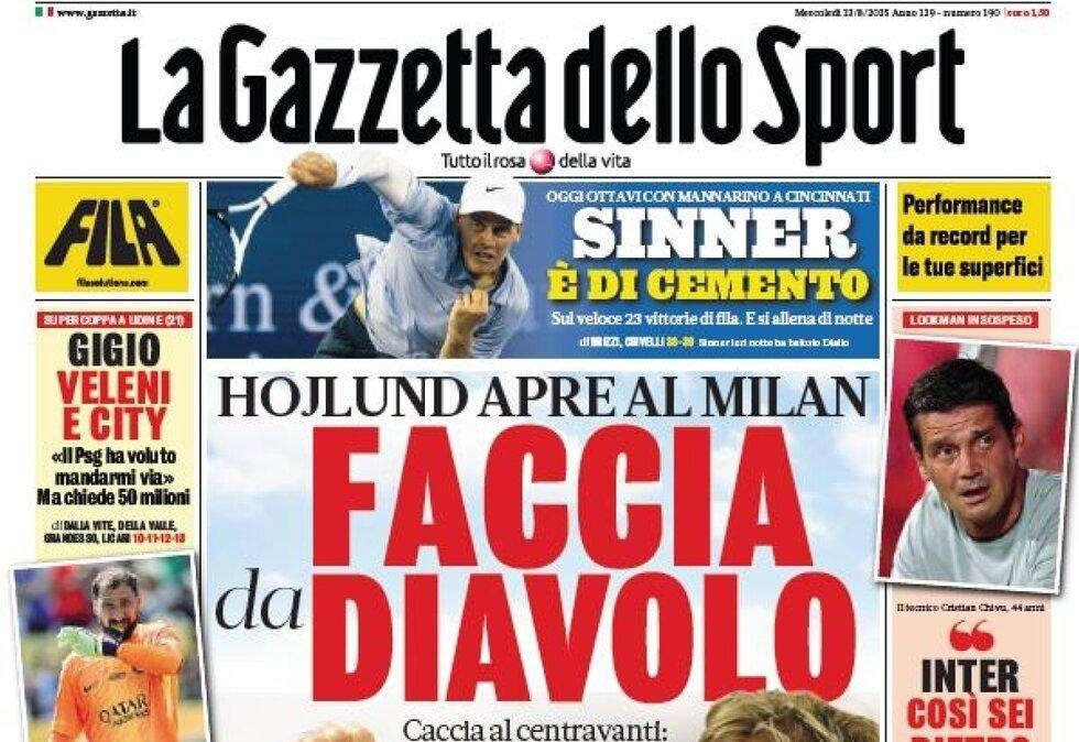Hojlund apre al Milan, Gazzetta dello Sport: "Faccia da Diavolo"