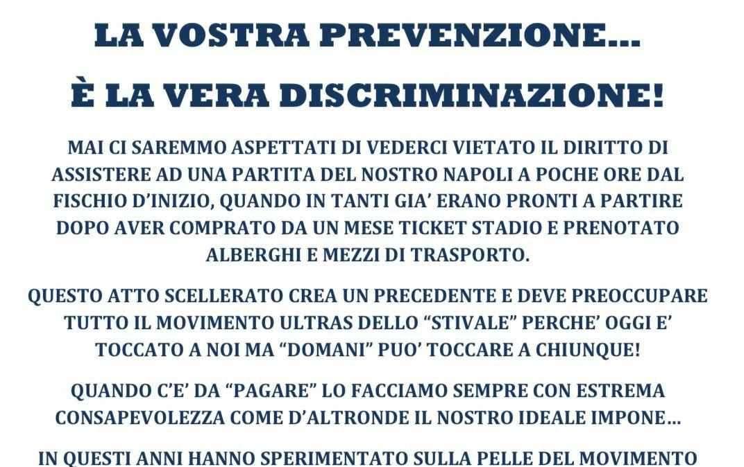 Volantino Curva A e Curva B: "Atto scellerato! Incapaci, siete la rovina del calcio!"