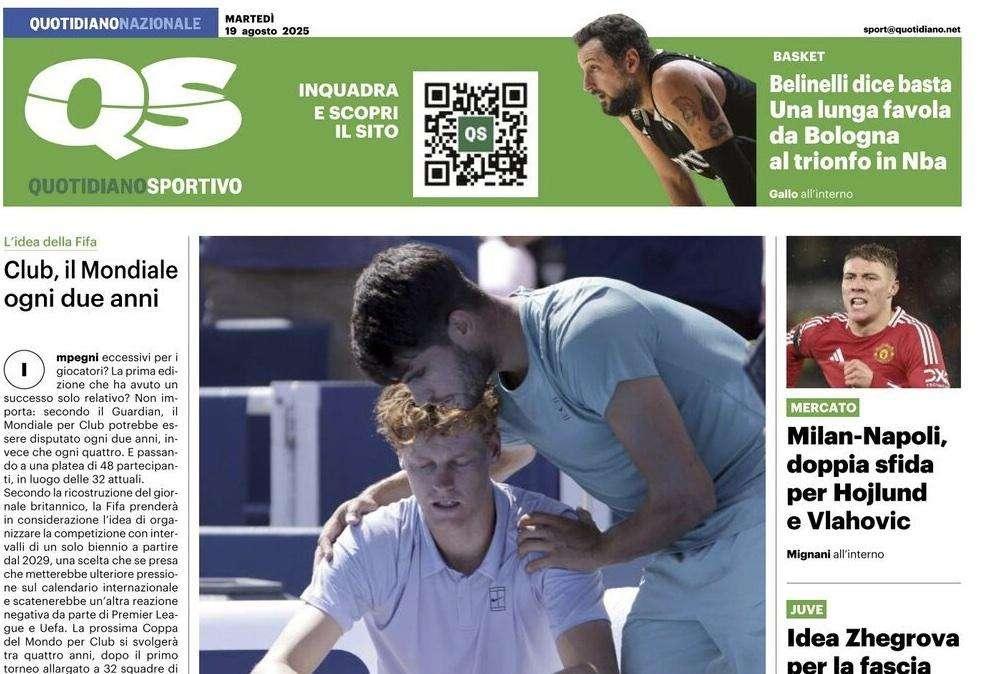 "Milan-Napoli, doppia sfida per Hojlund e Vlahovic": così QS in prima pagina
