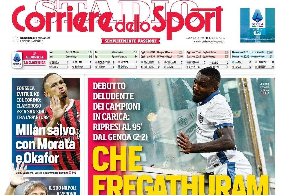 CdS titola con le parole di Conte prima del Verona: "Si riparte da zero"