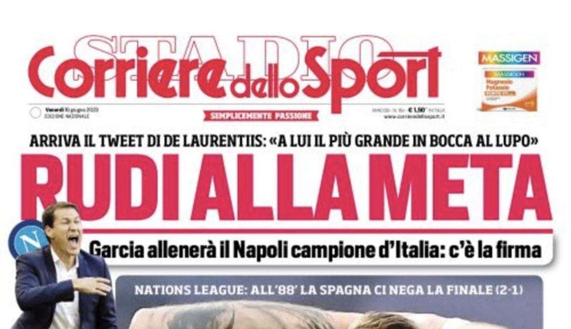 PRIMA PAGINA - Corriere dello Sport: “Rudi alla meta”