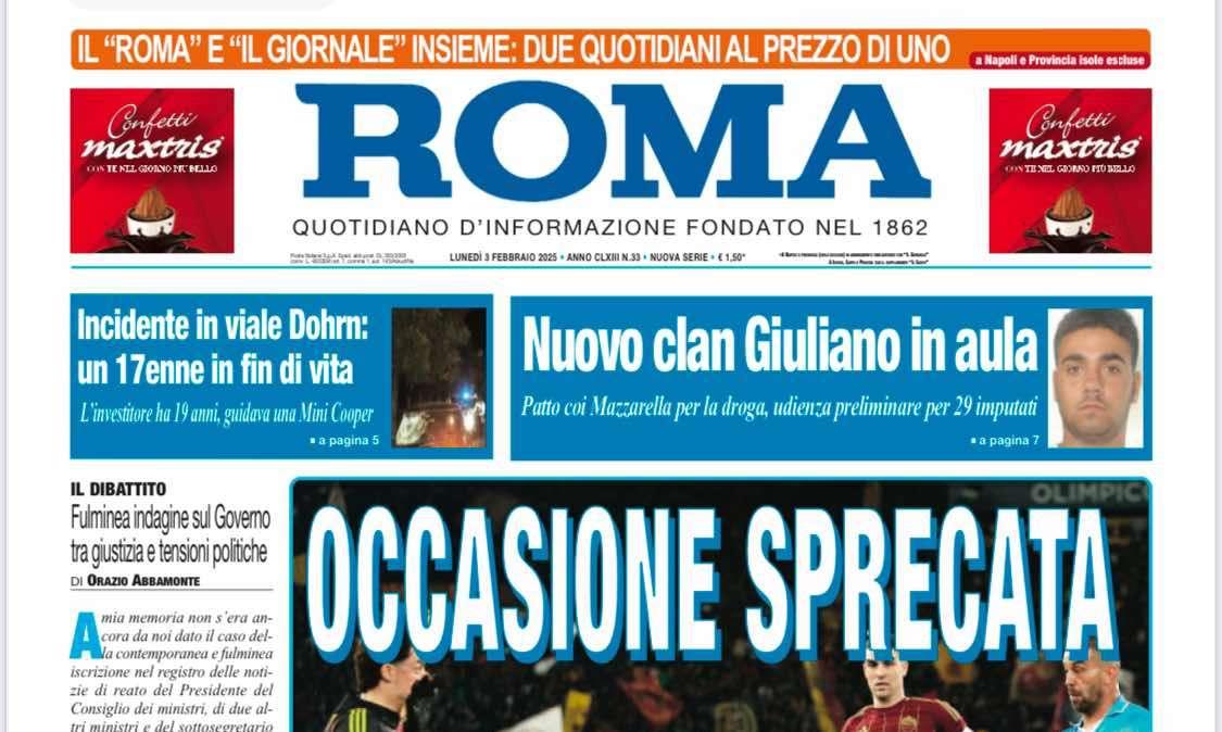 Il Roma: "Occasione sprecata"
