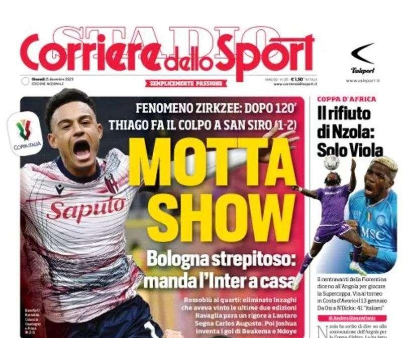 PRIMA PAGINA - Corriere dello Sport: "Motta show"