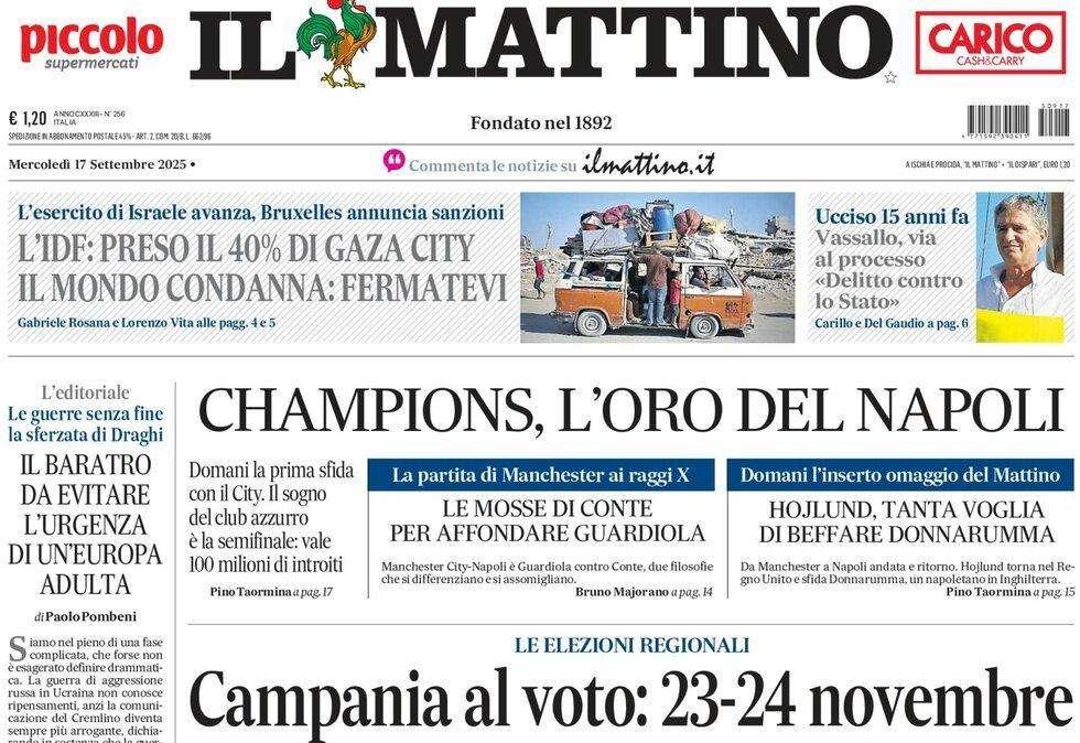 Il Mattino: "Champions, l'oro del Napoli. Il sogno è la semifinale che vale 100 mln"