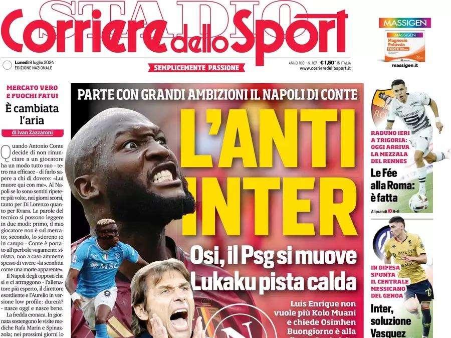 Cds: "Il Napoli è l'anti-Inter: Lukaku pista calda, Psg su Osimhen"