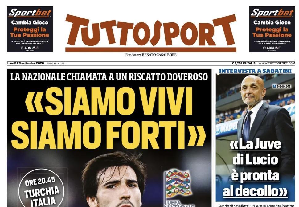 Italia in Turchia, Tuttosport: "Siamo vivi, siamo forti"