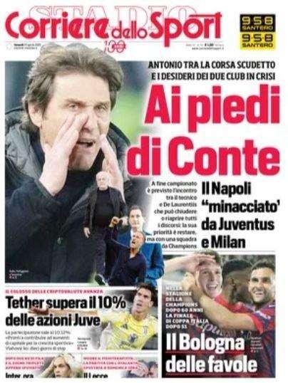 Corriere dello Sport: "Ai piedi di Conte. Napoli minacciato da Juve e Milan"