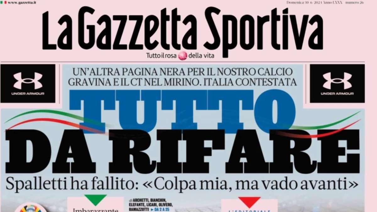 Gazzetta: "Tutto da rifare! Altra pagina nera per il nostro calcio"
